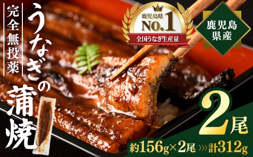 鹿児島県産うなぎ蒲焼 (計約312g / 約156g×2尾) 鰻 ウナギ うなぎ【薩摩川内鰻】 A1112