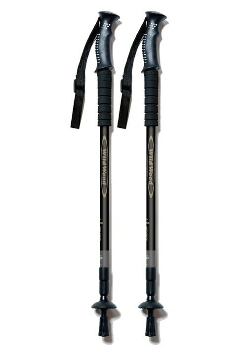 【ふるさと納税】アンチショックトレッキングポール ブラック 2本セット WILD WOOD ／ ジェイクリエイト アウトドア 衝撃吸収機能付 登山 2段スライド伸縮式 奈良県 田原本町