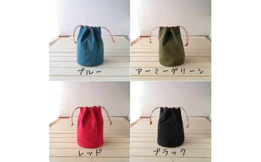 丸底の巾着バッグ　L　ブルー / アトリエSASSA / 富山県 朝日町 [34310187]