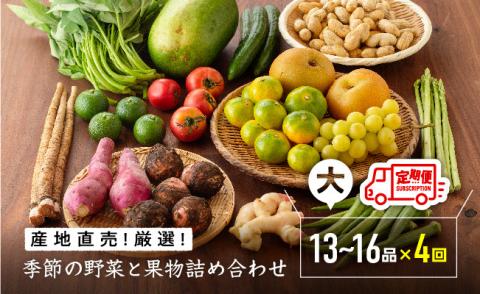 【定期便】産直おすず村 季節の野菜と果物 厳選 詰め合わせセット（大） 全4回【旬野菜 フルーツ 直売所 産地直送 宮崎県産】[G3804]