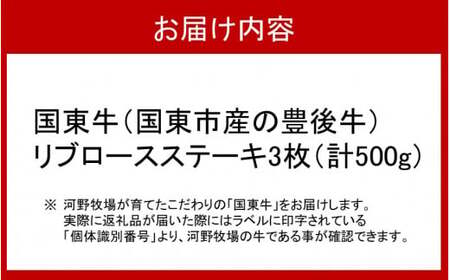 2214R_国東牛（国東市産の豊後牛）リブロースステーキ3枚（計500g）