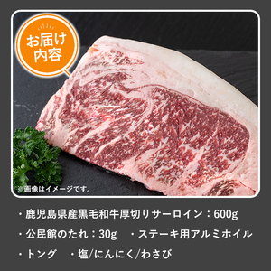 鹿児島県産黒毛和牛厚切りサーロイン(600g) タレ 調味料付き！黒毛和牛 和牛 赤身【1129】B153