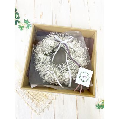 ふるさと納税 春日部市 プリザーブドフラワーリース【アンジュ/ホワイト】春日部市 シュガーパイン |  | 03