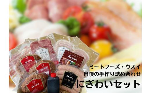 「ミートフーズウスイ」 お肉屋さんの 5種 にぎわいセット ハンバーグ ロースハム ハム 牛タン ソーセージ ベーコン つまみ オードブル 贈答 1T06021