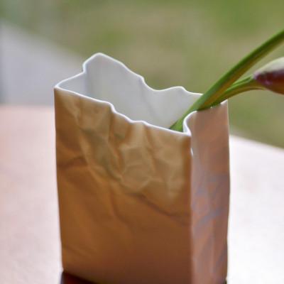 ふるさと納税 瀬戸市 【瀬戸焼】ニュークリンクルスーパーバッグ#3 花器 ホワイト【セラミック・ジャパン】 |  | 02