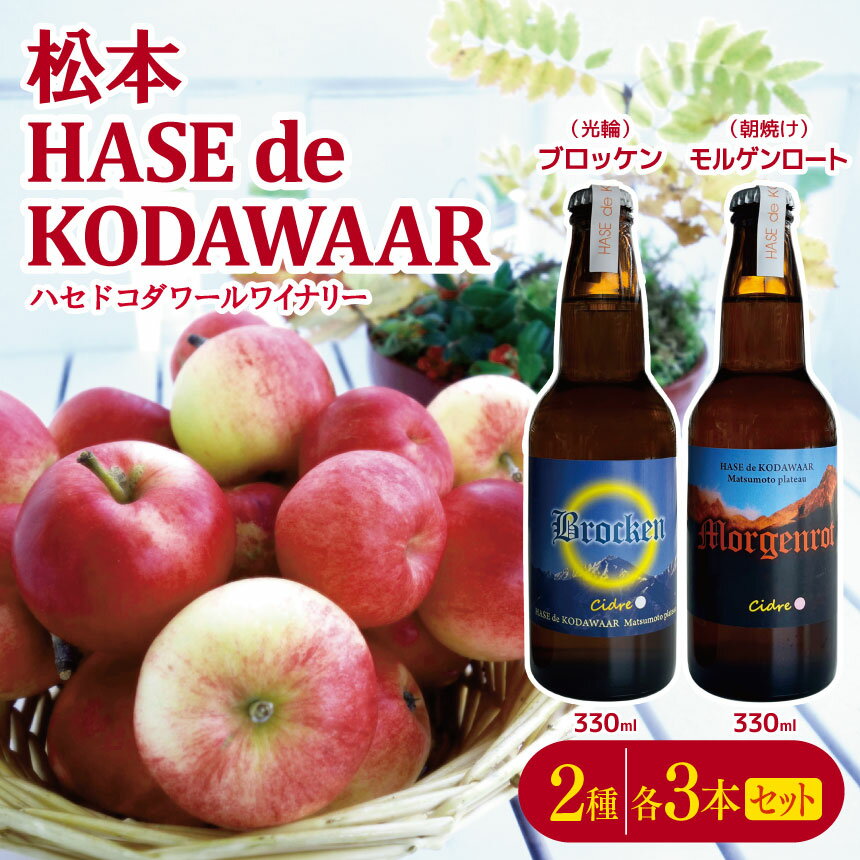 【 ふるさと納税 】松本 HASE de KODAWAARシードル2種各3本セット ｜ふるさと納税 果実酒 お酒 酒 飲料 ドリンク アップル ワイン シードル ハードサイダー 辛口 詰め合わせ 飲み比べ 長野県 松本市 りんご