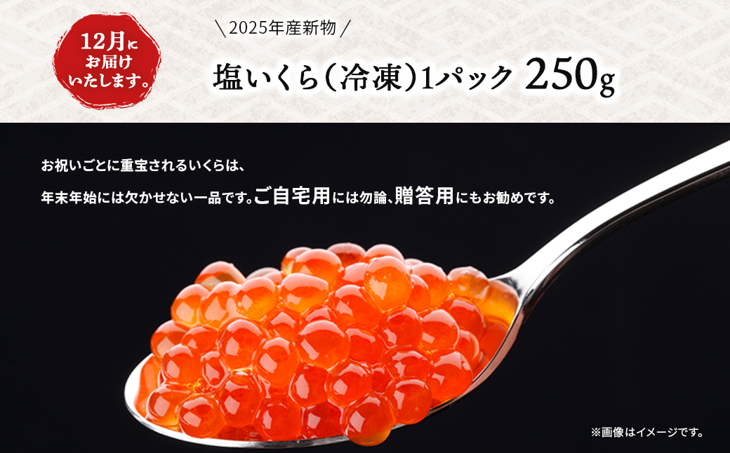 【12月お届け先行予約】【2025年産新物】北海道産 塩いくら（冷凍）250g ABAB005