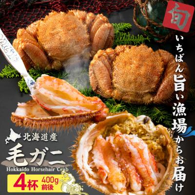 ふるさと納税 恵庭市 【北海道産】『冷凍』毛ガニ400g前後×4杯【急速冷凍】【52001901】