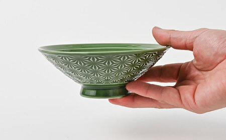 【波佐見焼】平碗 セット 麻の葉紋様（彫り） 青白釉・グレー・白磁・織部色　4色セット【福田陶器店】[PA380]