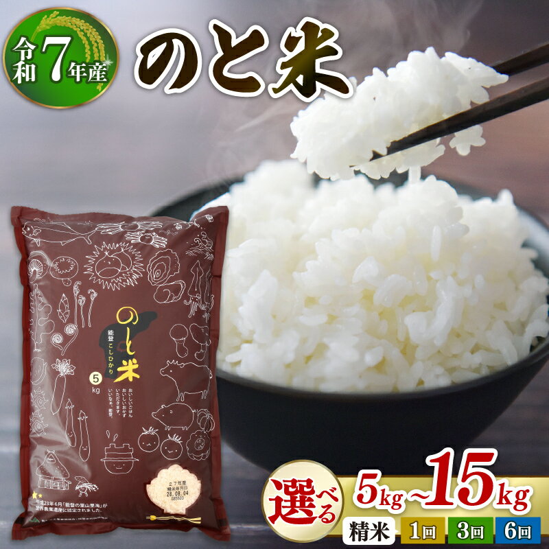 【ふるさと納税】【 先行予約 】 令和7年産 選べる のと米 精米 5kg 10kg 15kg 単品 定期便 1回 3回 6回 能登 こしひかり 米 減農 新米 予約 石川県産 能登米 エコ 栽培 白米 こめ コメ お米 2025年産 おこめ 精米 ごはん 送料無料 コシヒカリ 国産 おいしい 能登 石川 羽咋