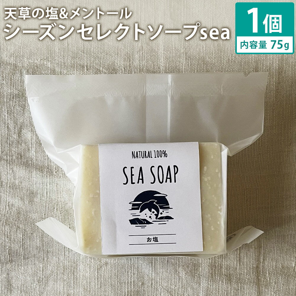 【ふるさと納税】天草の塩&メントール 75g シーズンセレクトソープsea ナチュラルソープ 石けん 石鹸 せっけん 固形石けん お風呂 バス 洗顔 体洗い 洗顔ソープ 低温製法 送料無料《90日以内に出荷予定(土日祝除く)》