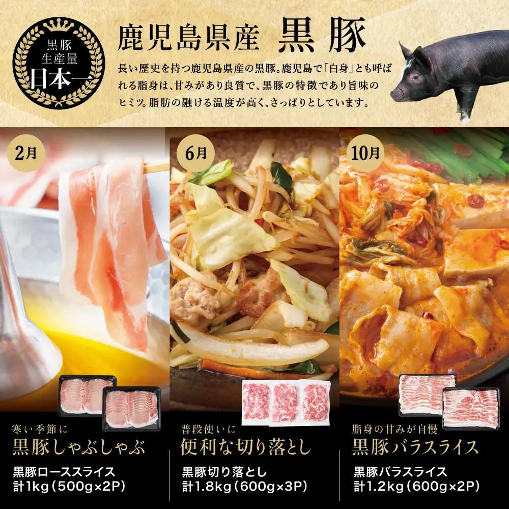 【定期便 全6回】スターゼン厳選お肉の定期便（鹿児島県産黒毛和牛・黒豚） 牛肉 豚肉 サーロイン ステーキ 切り落とし しゃぶしゃぶ 焼肉 すき焼き もも モモ バラ ロース スライス 小分け 定期便