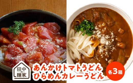 田中の麺家あんかけトマトうどん・ひらめんカレーうどん各３箱