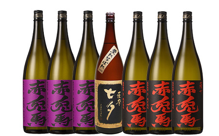 鹿児島本格芋焼酎3種7本飲み比べセット「赤兎馬」「紫の赤兎馬」「七夕」(合計7本×1800ml)飲み比べセット！国産 九州産 鹿児島 酒 焼酎 芋焼酎 人気 セット 贈答 ギフト 飲み比べ 1.8L 