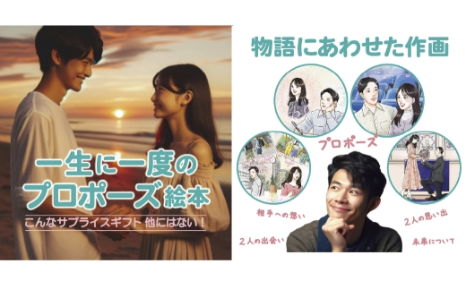【 明大前 】 【 プロポーズの絵本 】 本当の世界に一つ！二人の物語にイラストレーターが描くフルオーダー絵本「ベストプラン」 絵本 本 書籍 プレゼント 贈り物 プロポーズ 結婚祝い オーダーメイド