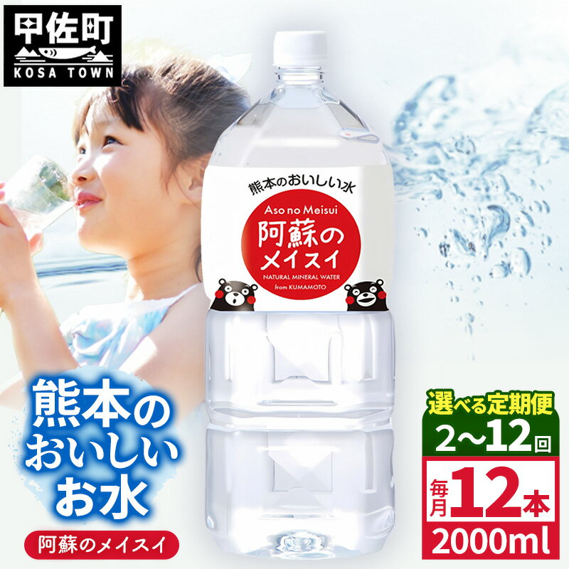 【ふるさと納税】【選べる定期便】熊本のおいしいお水 阿蘇のメイスイ 2L×12本（2ケース）（共通返礼品・御船町）【2ヵ月／3ヶ月／6ヵ月／12ヵ月】 - 水 飲料水 ミネラルウォーター 箱買い まとめ買い ペットボトル 飲料 軟水 防災 備蓄 ローリングストック 熊本県