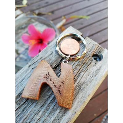 ふるさと納税 屋久島町 屋久杉イニシャルキーホルダー　”N”