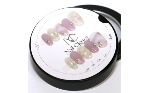 ネイルチップ　ミディアム【月紫】Mサイズ　Antellijan大宮ネイルサロンのハンドメイド　M3-M　【11100-2132】