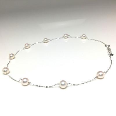 ふるさと納税 志摩市 老舗の真珠専門店・アコヤ真珠 ステーション ネックレス 6.5〜7.0ミリ K18WG