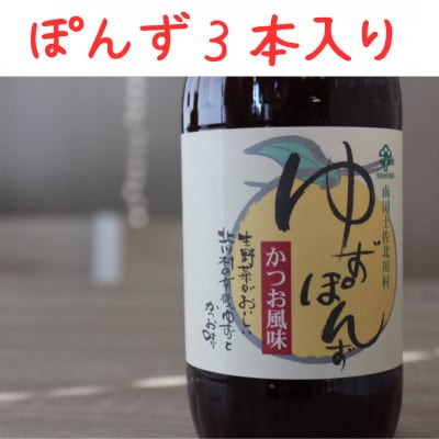 北川村の柚子果汁使用　池田柚華園のゆずぽんず500ml　3本【池田柚華園】