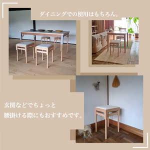 椅子 スツール 手作り 家具 天然木 使用 イス 木工 オリジナル 家具 高さ 45cm Column stool ウレタンクッション リビング ダイニング 木目 色味 おまかせ お楽しみ 豊北町 B