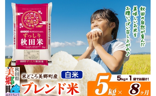 米《定期便8ヶ月》ブレンド米【白米】精米 5kg（5kg×1袋）秋田県美郷町産 [5kg袋 お米 こめ ご飯 ごはん 米どころ 秋田県産 美郷町]