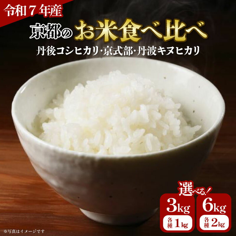 【ふるさと納税】【令和7年産】京都のお米3種食べ比べ 6kg 3kg 選べる 容量 丹後コシヒカリ 京式部 丹波キヌヒカリ 米 こめ 食べくらべ 詰め合わせ 白米 3キロ 6キロ 10000円 国産 ブランド米 取り寄せ 京都 ごはん コシヒカリ キヌヒカリ 小分け ゴルフコンペ 景品