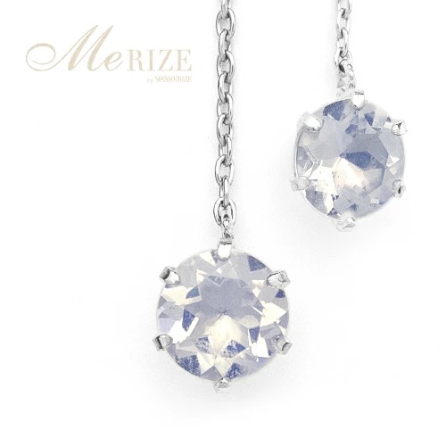 ピアス 天然 ロイヤルブルームーン 5.0mm ロングチェーン ブラタイプ シンプル ブルー ホワイト【pt900】P-148（KRP）F-1418