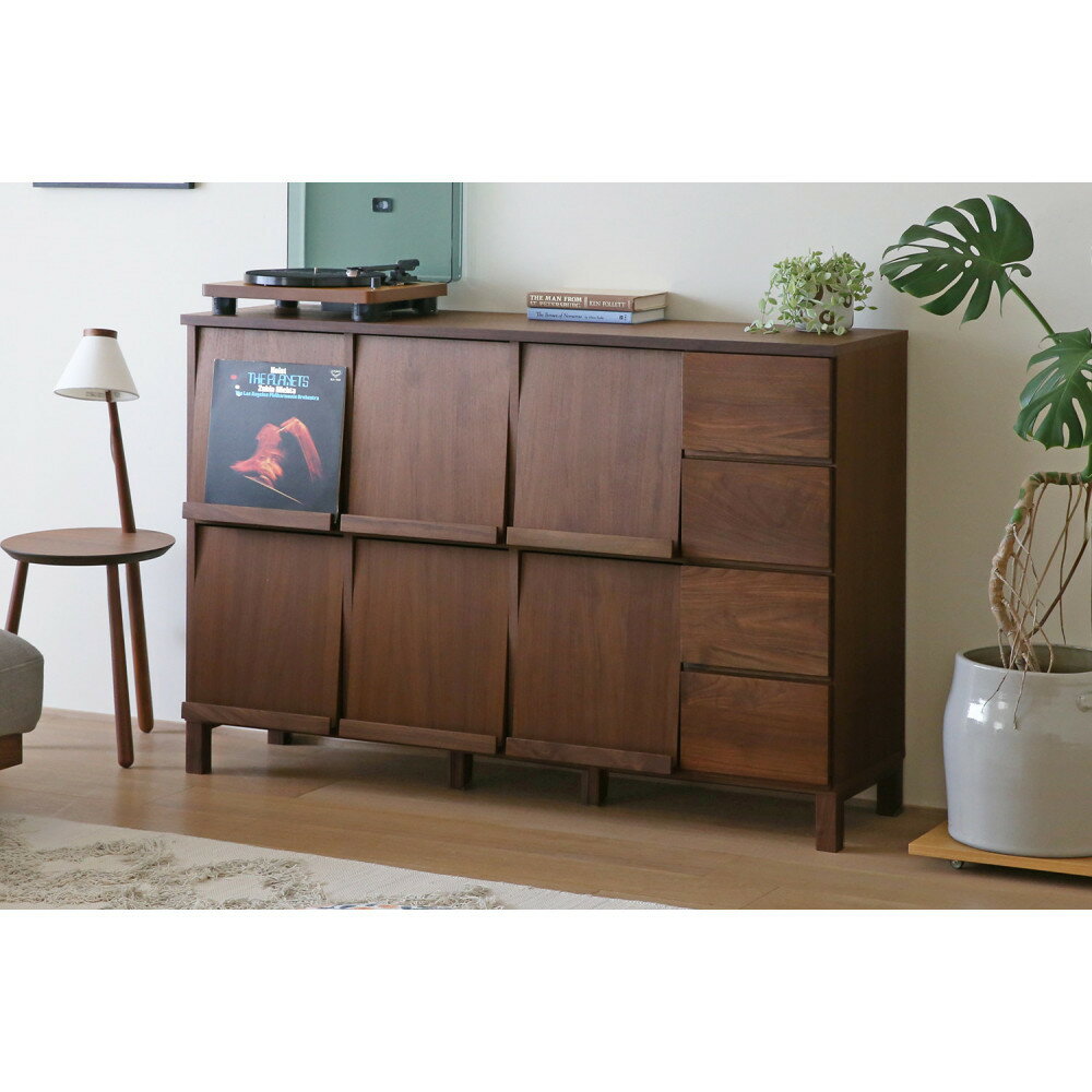 【ふるさと納税】【開梱設置】高野木工 LECCE レッチェ 143マガジンレコードラック ウォルナット【10年保証】 | 家具 インテリア 北欧 木製 天然木 無垢材 アンティーク リビング サイドボード 書類 収納棚 脚付き 本棚 コンパクト 大容量 キャビネット 高さ91cm