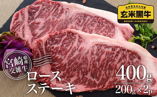 【カミチク】ロースステーキ　400ｇ　200ｇ×2パック　宮崎県産玄米黒牛 【在庫限りで終了】＜1-178＞