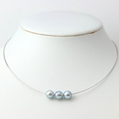 ふるさと納税 山梨市 K18WGあこや真珠ナチュラルブルー8.0-8.5mmオメガタイプスルーネックレス |  | 01