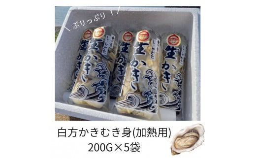 香川県 多度津町産 白方かき むき身（加熱用）200g×5袋【令和8年1月頃から4月頃までの期間限定出荷】【A-88】