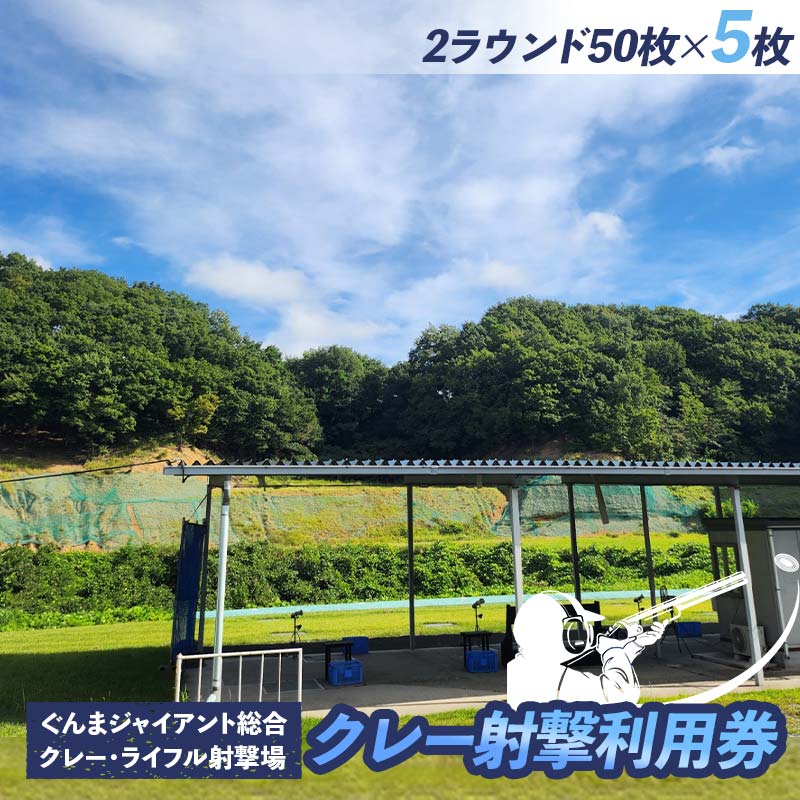 クレー射撃ラウンド券(2ラウンド クレー50枚)×5枚 F21E-422