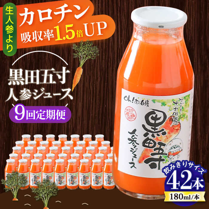 【ふるさと納税】【9回定期便】 黒田五寸人参ジュース180ml 42本セット 総計378本 / ジュース じゅーす にんじん ニンジン 人参 ニンジンジュース 人参ジュース 野菜ジュース やさいジュース ドリンク 飲料水 / 大村市 / おおむら夢ファームシュシュ[ACAA114]