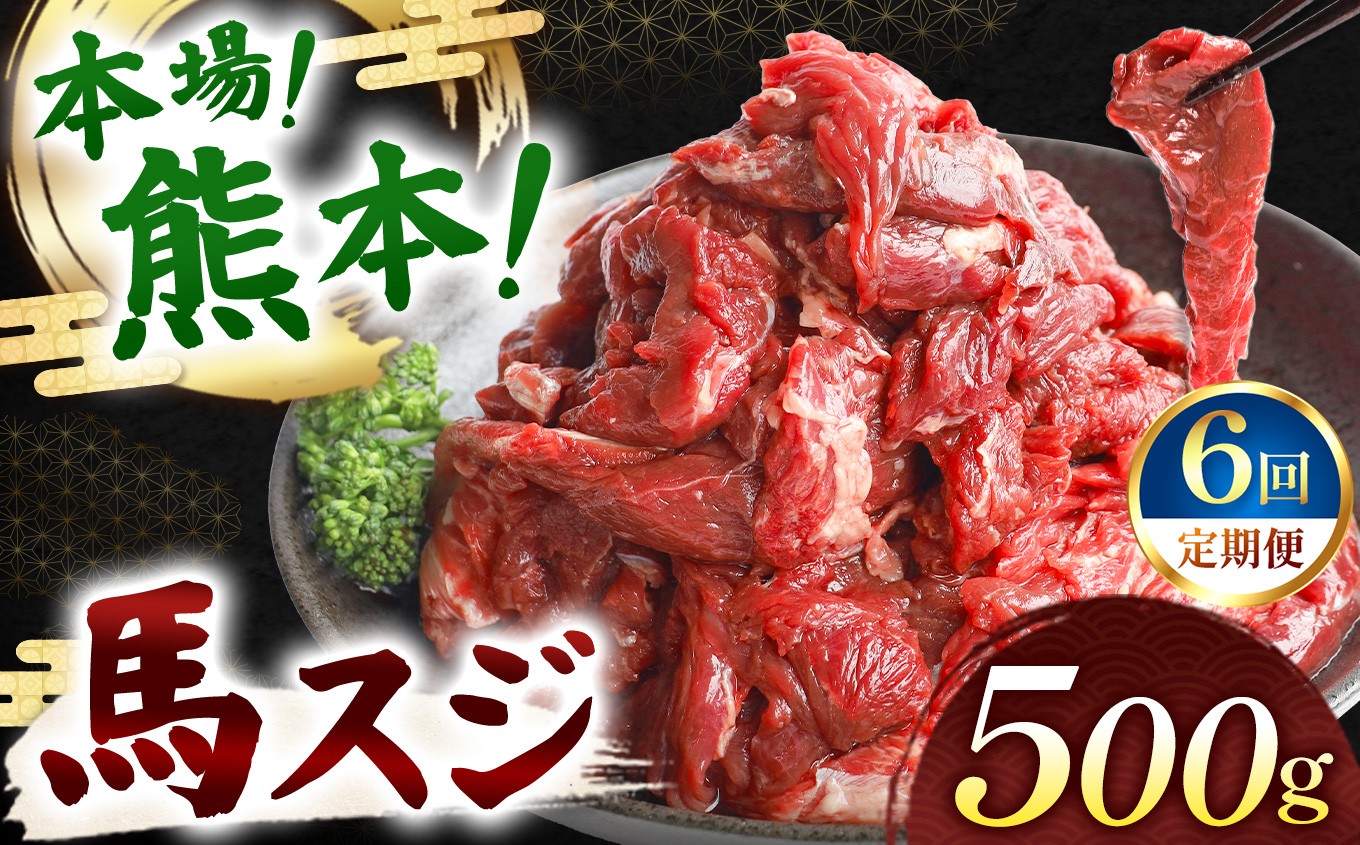 
            【 定期便6回 】馬スジ 500g ( 500g × 1 パック ) | 熊本県 熊本 くまもと 和水町 なごみ 馬肉 おまかせ 日本原産 国内肥育 冷凍
          