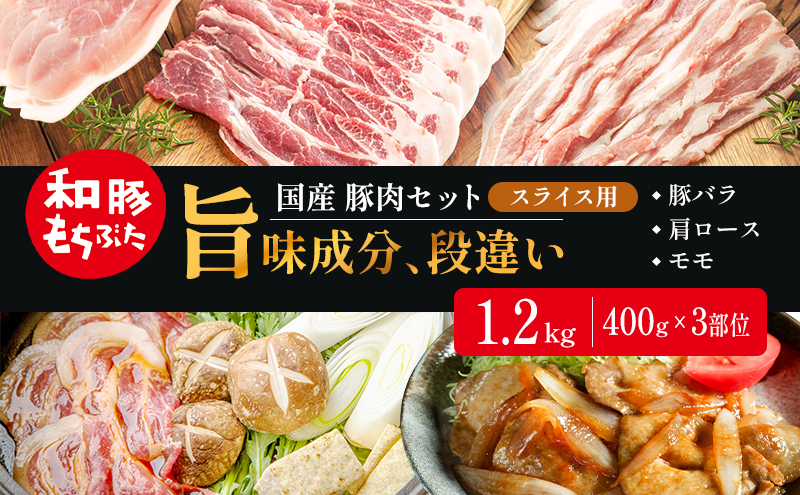 和豚もちぶた お試しセット スライス用 1200g 400g×3部位 3～4人世帯向け 豚バラ 肩ロース モモ