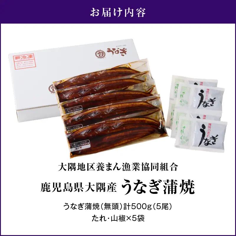 4001 鹿児島県大隅産 うなぎ蒲焼 5尾（500g） KN007-005-03 うなぎ 鰻 魚 惣菜 総菜