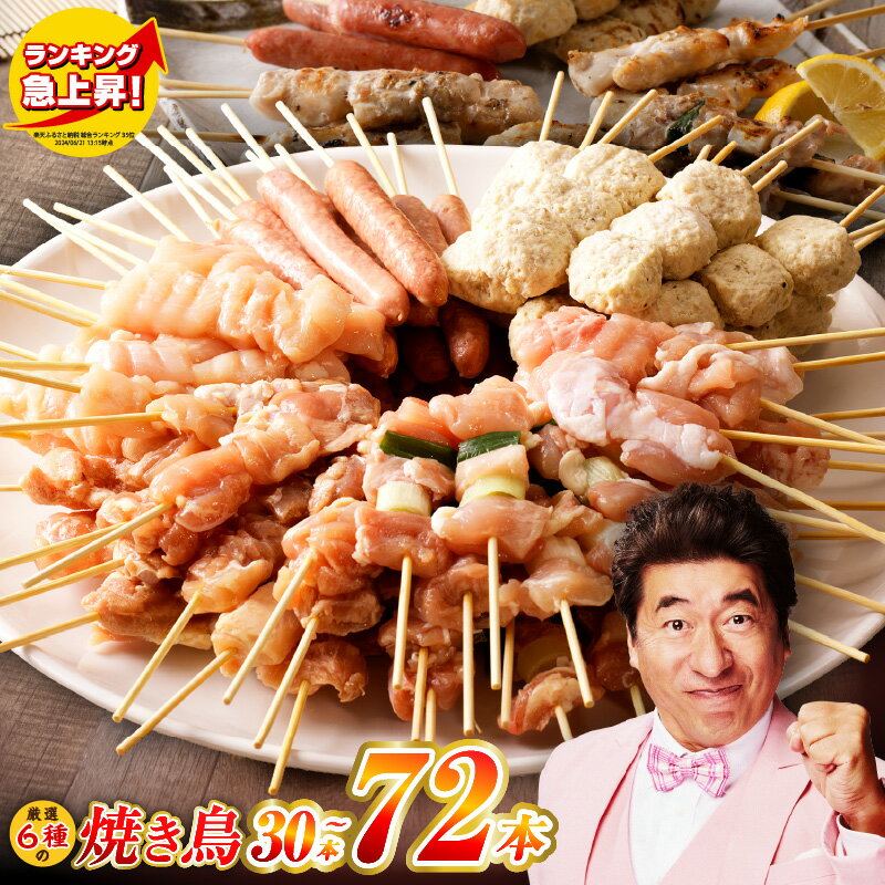 【ふるさと納税】 焼き鳥 6種 30本 / 72本 セット / 定期便 6種72本×全3回 全6回 タレ付き もも ねぎま ムネ つくね ソーセージ 肩 国産 鶏肉 個包装 小分け たれ こだわり BBQ バーベキュー 惣菜 おつまみ お取り寄せ 泉佐野市 送料無料 肉の泉佐野