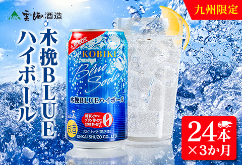 【3か月定期便】雲海酒造 九州限定 木挽BLUE ハイボール350ml×24本（木挽ブルー）_0087-024