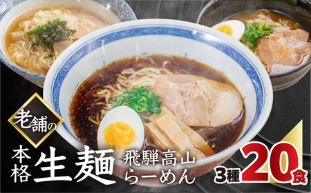 【訳あり】簡易包装 飛騨高山らーめん３味セット 20食（醤油 2食×4袋、味噌 2食×3袋、塩 2食×3袋）【29-4】