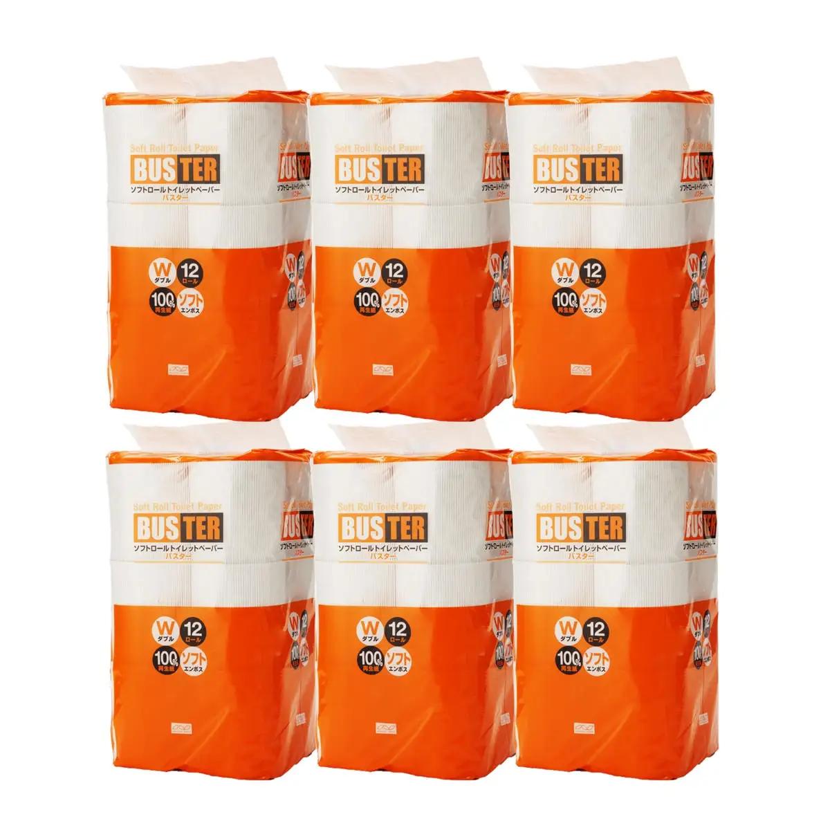 【Amazon.co.jp限定】【2ヵ月毎 計6回お届け 定期便】トイレットペーパー バスター 12R ダブル （25ｍ×2枚）×6パック 72個 ×6回  日用品 消耗品 114mm 柔らかい 無香料 芯 大容量 トイレット トイレ といれっとペーパー ふるさと 納税 