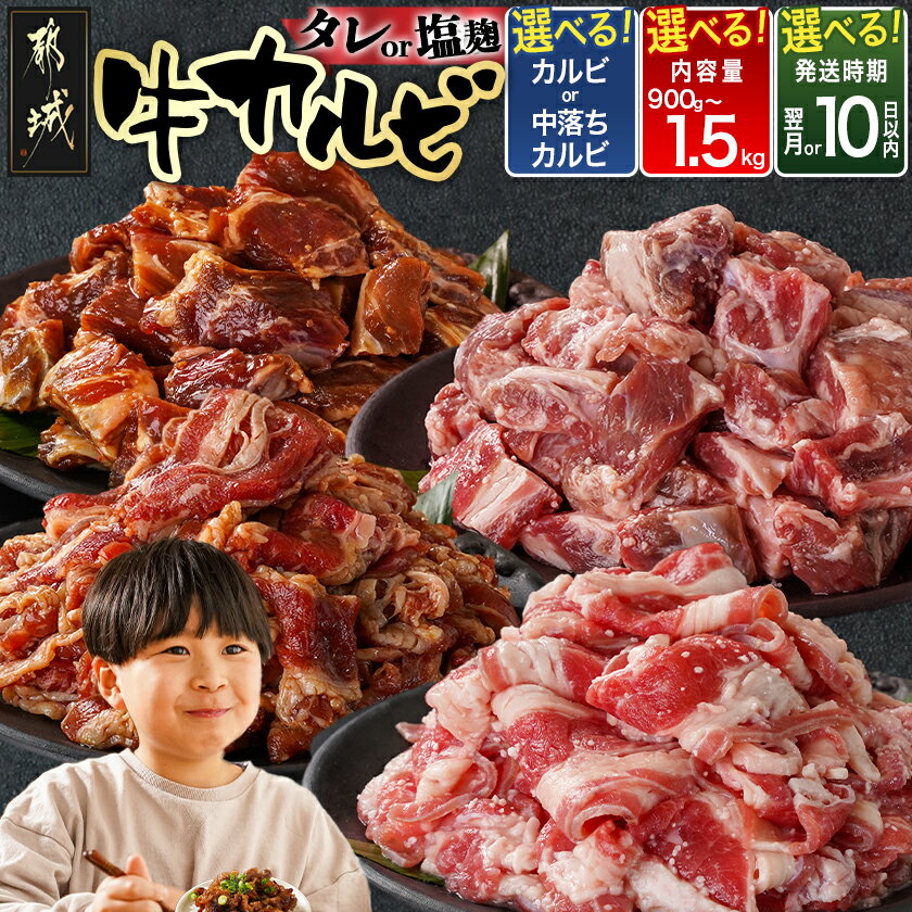 【ふるさと納税】【セット内容＆発送時期が選べる！】カルビor中落ちカルビ - カルビ/中落ちカルビ タレ漬け/塩麹漬け 300gパック 真空 小分け 900g/1.2kg/1.5kg 牛肉 お届け時期が選べる 特急便もあり 送料無料 SKU-3322【宮崎県都城市は2年連続ふるさと納税日本一！】