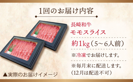 【全12回定期便】長崎和牛モモスライス 計12.0kg (約1.0kg×12回)【ながさき西海農業協同組合】[QAK047]