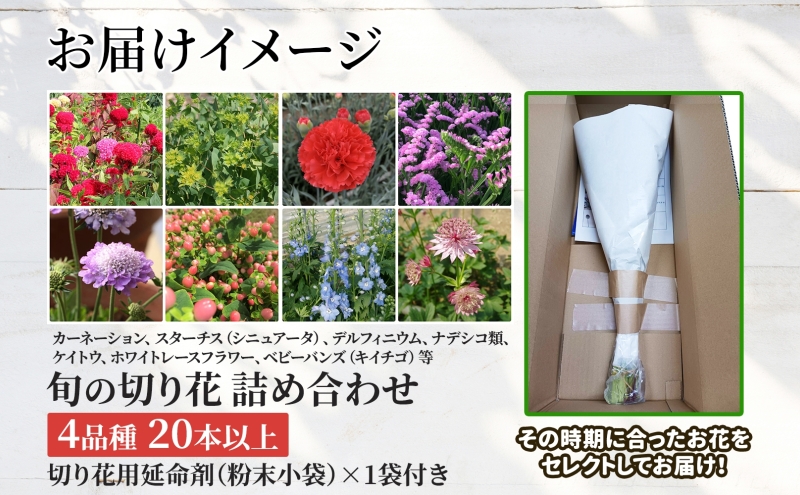 ＜選べる配送月＞ 北海道 花 詰め合わせ 4品種 20本以上 切
