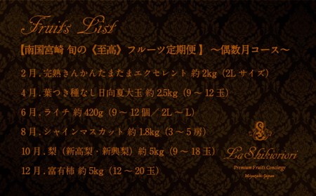 南国宮崎 旬の《至高》フルーツ定期便 偶数月コース（計6回） 【F96】