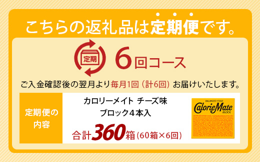 【6回定期便】≪チーズ味≫ カロリーメイトブロック 4本入り 計60箱 ×6回 合計360箱【徳島 那賀 大塚製薬 カロリーメイト チーズ ビタミン ミネラル たんぱく質 脂質 糖質 5大栄養素 バラ