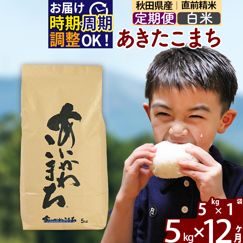 ※令和7年産※《定期便12ヶ月》秋田県産 あきたこまち 5kg【白米】(5kg小分け袋) 2025年産 お届け時期選べる お届け周期調整可能 隔月に調整OK お米 藤岡農産