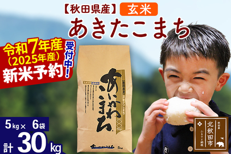 ※令和7年産 新米予約※秋田県産 あきたこまち 30kg【玄米】(5kg小分け袋)【1回のみお届け】2025産 お米 藤岡農産