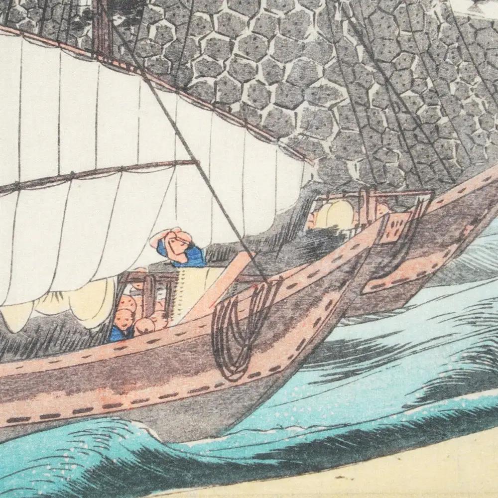 オリジナル【浮世絵ミニ風呂敷】歌川広重作「東海道五十三次之内 桑名 七里渡口」デザイン／名古屋刀剣博物館