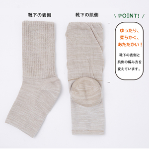 【歩くぬか袋】鈴木靴下 あったかトゥレス レディース  かかとケア（23～25cm）:杢サックス